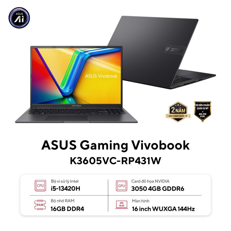 Laptop ASUS Gaming Vivobook K3605VC-RP431W | ASUS Store